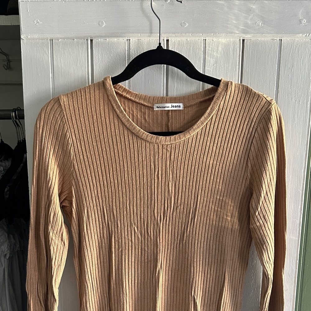 Reformation Tan Ribbed Maxi Dress - Picture 2 of 3